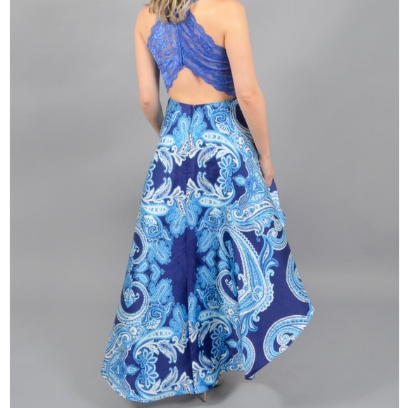 Dear Moon Satin High Low Dress Lace Back - Picture 3 of 10